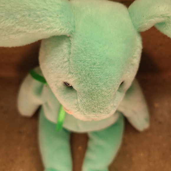 Extremely Rare 1996 Ty Beanie Baby Hippity Mint Green Bunny Rabbit Plush Toy - Picture 4 of 7